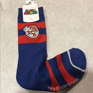 Nintendo super Mario Men's Blue and Red Socks